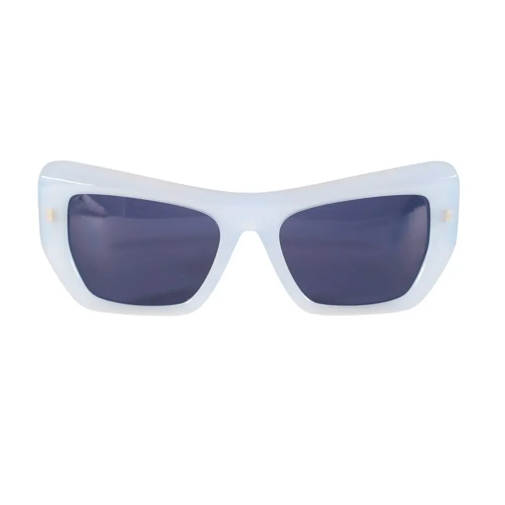 MCM Wraparound Rectangle Sunglasses - Shiny Light Blue / Smoke - NWT